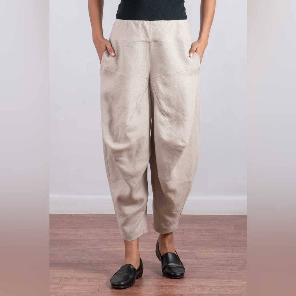 NEW Mieko Mintz Yamaha Natural Beige Linen Pants Women's Size Small
